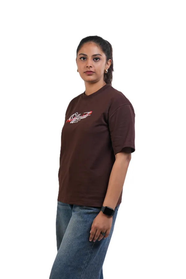 Brown_Casual_Fit_T-Shirt_For_Women