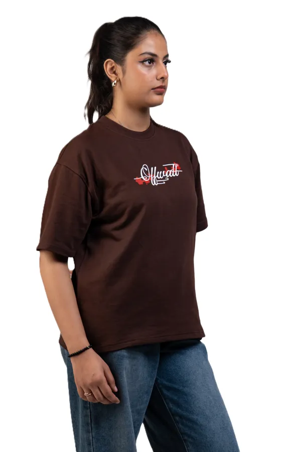 Brown_Casual_Fit_T-Shirt_For_Women