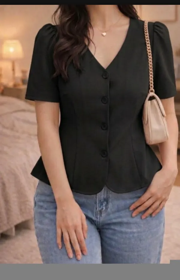 Black_Button_Front_Peplum_Top_for_Women