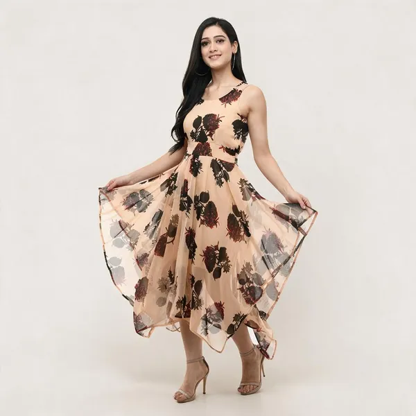 Peach_Georgette_Fit_And_Flare_Dress_For_Women
