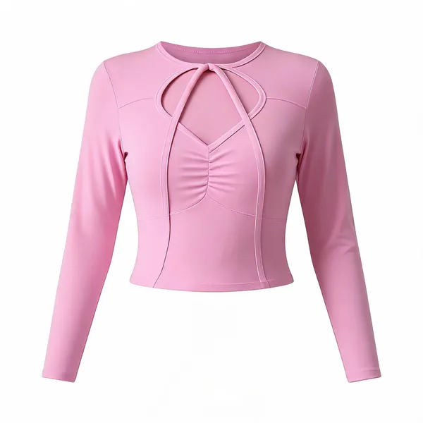 Pink_Lycra_Fitted_Top_For_Women