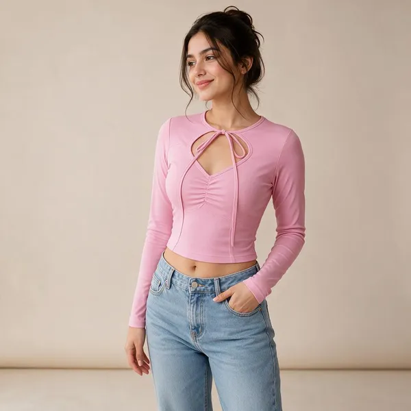 Pink_Lycra_Fitted_Top_For_Women