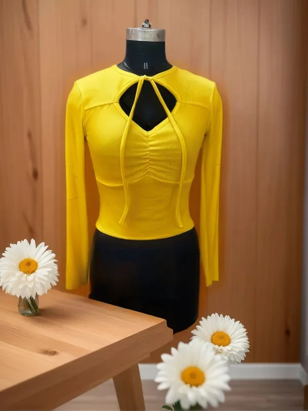 Yellow_Ruched_Slim_Fit_Crop_Top_for_Women