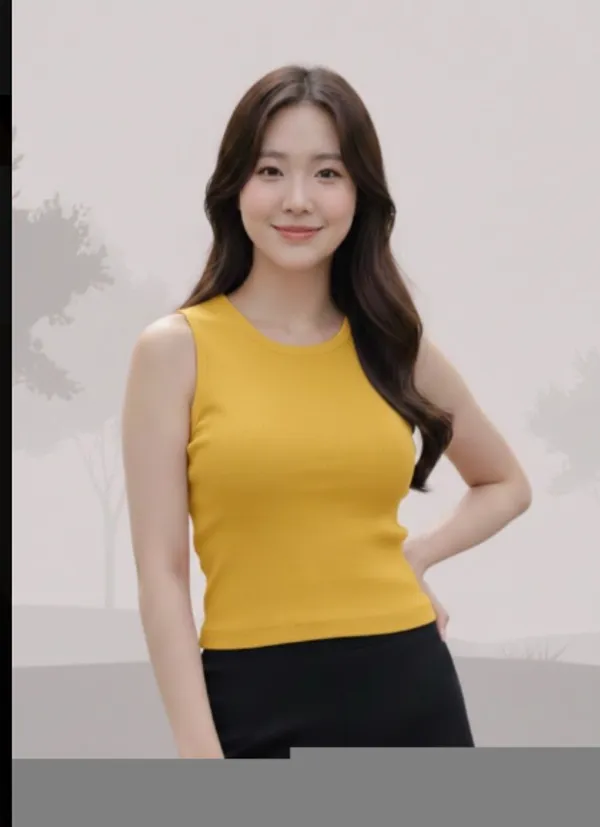 Yellow_Sleeveless_Slim_Fit_Top_for_Women
