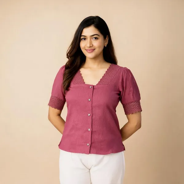 Pink_Polyester_Top_For_Women