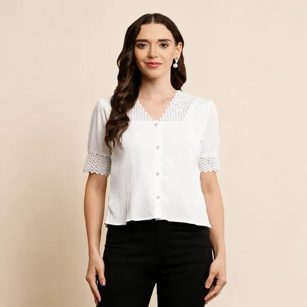 White_Polyester_Top_For_Women