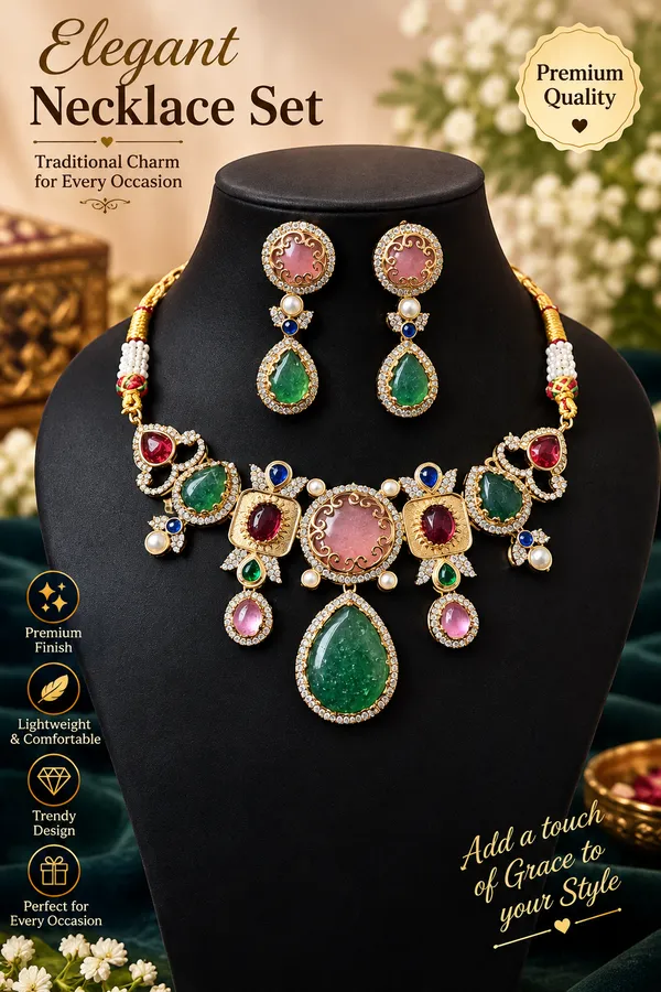 Multicolor_Anti_Tarnish_Traditional_Necklace_Set_For_Women