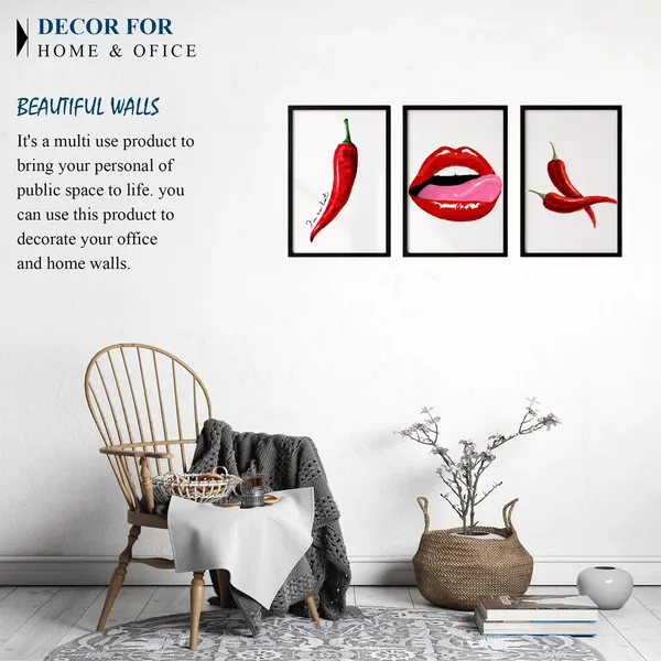 Wood_Modern_Chili_And_Lips_Art_Print_Wall_Frame_Set_Of_3