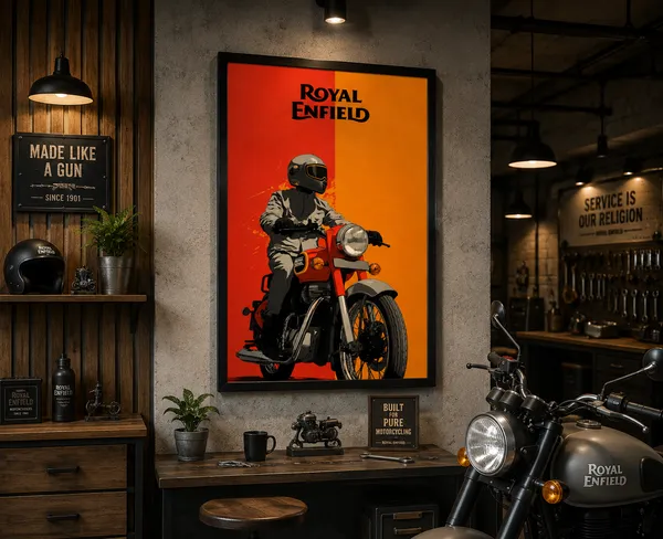 Black_Modern_Royal_Enfield_Motorcycle_Poster_Frame