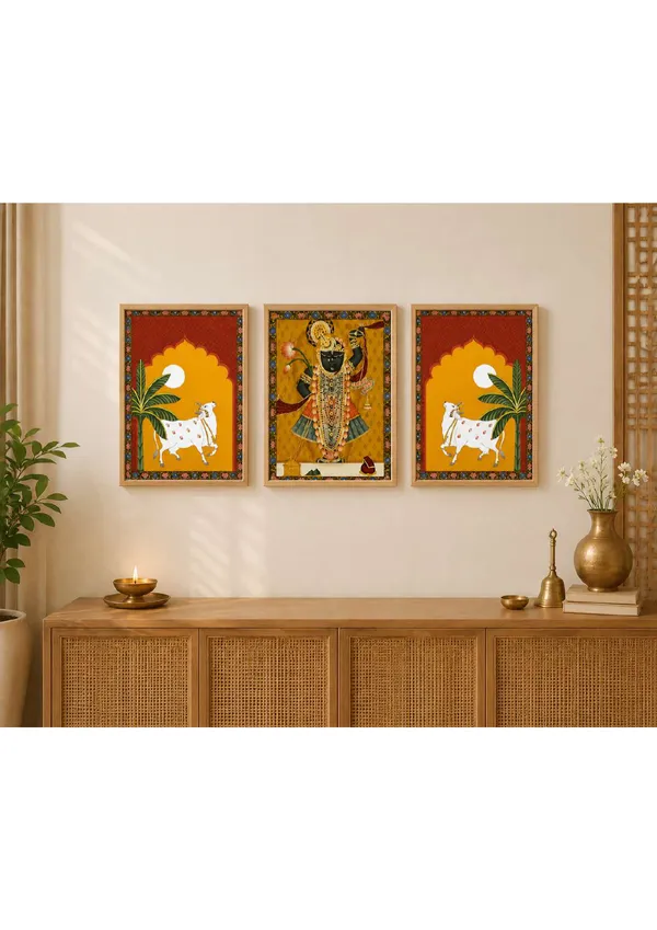 Wood_Traditional_Indian_Art_Print_Wall_Frame_Set_Of_3