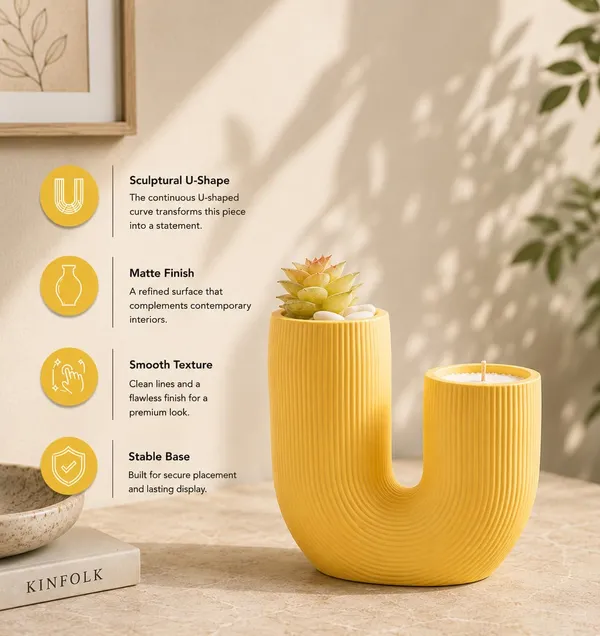 Acrylic_Polymer_Modern_Ribbed_Vase_And_Candle_Stand_Grey