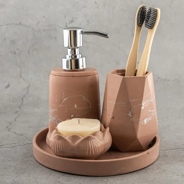 Aqua_Flora_–_4-Piece_Bathroom_Accessories_Set_with_Tray_|_Elegant_Bathroom_Organizer_with_Soap_Dispenser,_Candle_Holder_&_Brush_Stand_(Sage_Green)