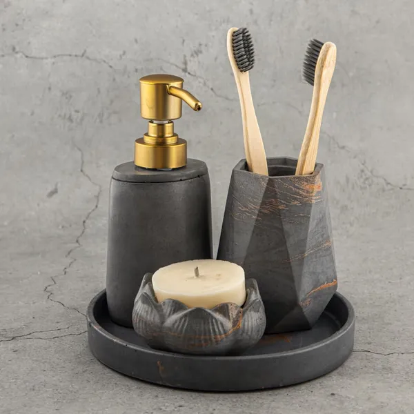 Aqua_Flora_–_4-Piece_Bathroom_Accessories_Set_with_Tray_|_Elegant_Bathroom_Organizer_with_Soap_Dispenser,_Candle_Holder_&_Brush_Stand_(Sage_Green)