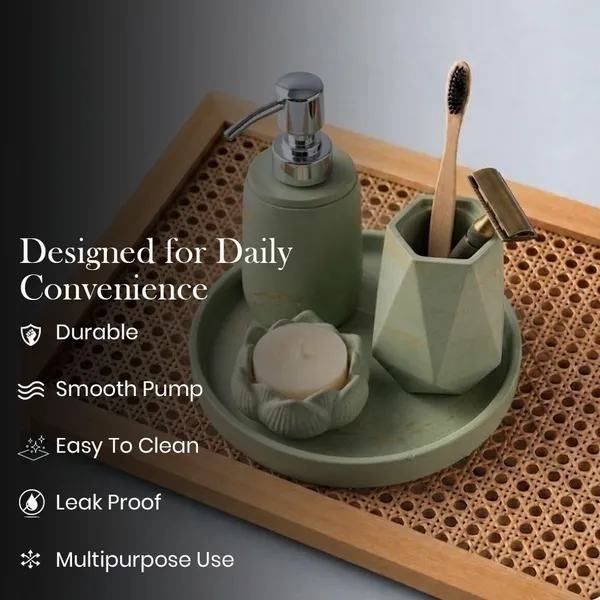 Aqua_Flora_–_4-Piece_Bathroom_Accessories_Set_with_Tray_|_Elegant_Bathroom_Organizer_with_Soap_Dispenser,_Candle_Holder_&_Brush_Stand_(Sage_Green)