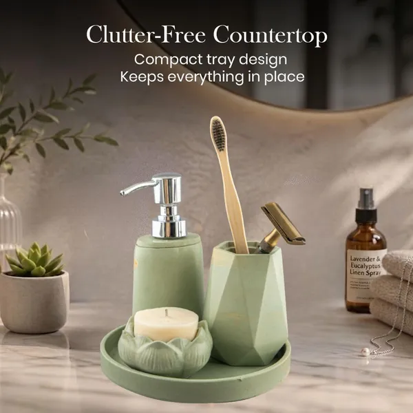 Aqua_Flora_–_4-Piece_Bathroom_Accessories_Set_with_Tray_|_Elegant_Bathroom_Organizer_with_Soap_Dispenser,_Candle_Holder_&_Brush_Stand_(Sage_Green)