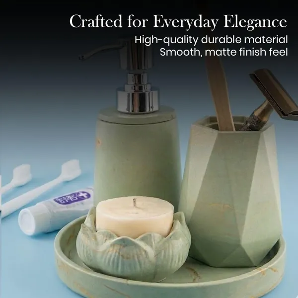 Aqua_Flora_–_4-Piece_Bathroom_Accessories_Set_with_Tray_|_Elegant_Bathroom_Organizer_with_Soap_Dispenser,_Candle_Holder_&_Brush_Stand_(Sage_Green)