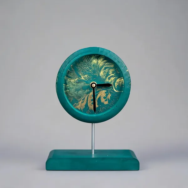 Acrylic_Polymer_Abstract_Swirl_Green_Orb_Desk_Clock
