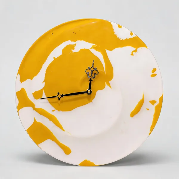 Acrylic_Polymer_Modern_Marbled_Swirl_Yellow_Wall_Clock