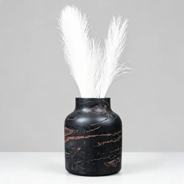 Acrylic_Polymer_Abstract_Dark_Grey_Marbled_Vase