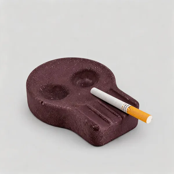 Acrylic_Polymer_Gothic_Skull_Shaped_Burgundy_Ashtray