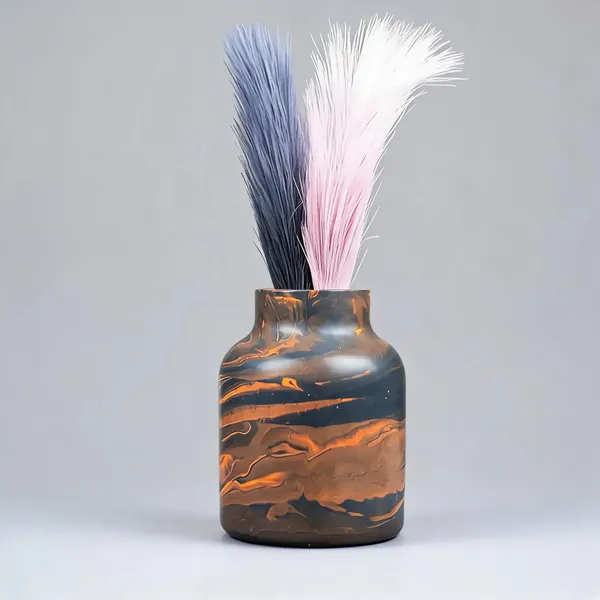 Acrylic_Polymer_Abstract_Dark_Grey_Marbled_Vase