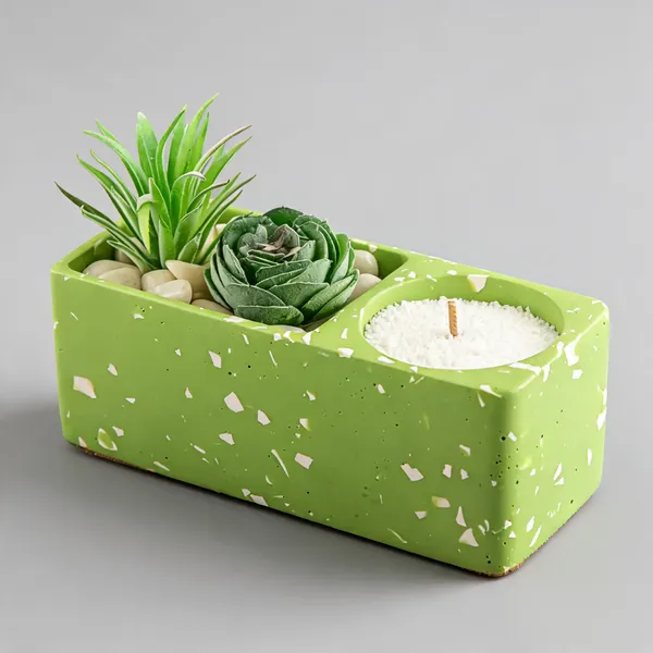 Acrylic_Polymer_Modern_Terrazzo_Dark_Grey_Vase_And_Candle_Stand