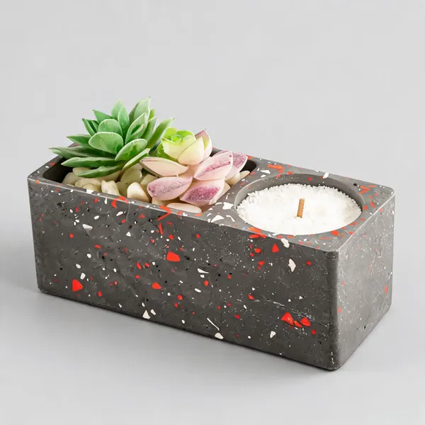 Acrylic_Polymer_Modern_Terrazzo_Grey_Vase_And_Candle_Stand