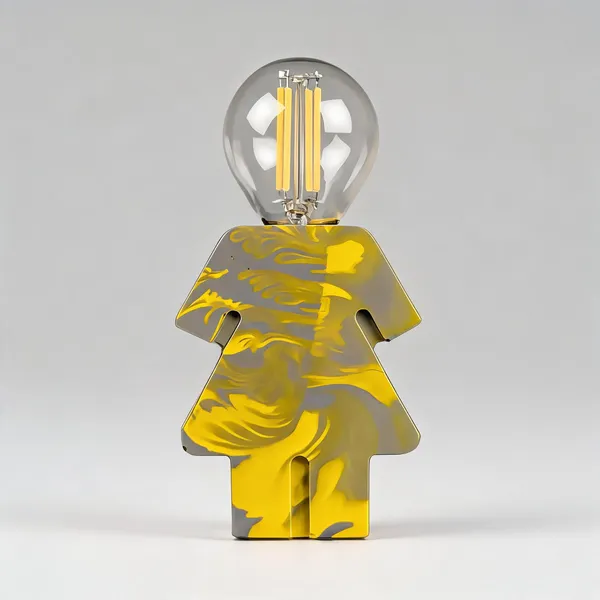 Acrylic_Polymer_Sculptural_Maiden_Yellow_Table_Lamp