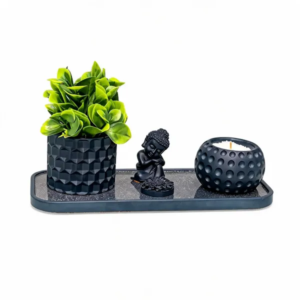 Acrylic_Polymer_Contemporary_Navy_Blue_Buddha_Decor_Set