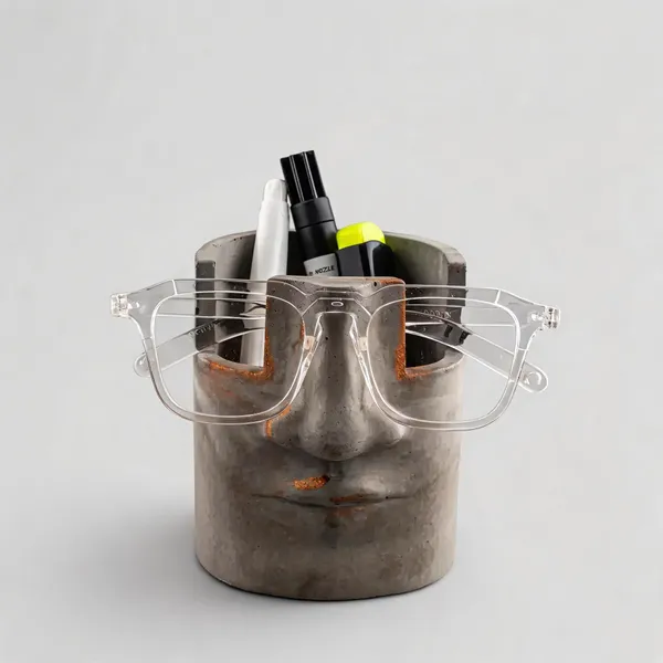 Correa_Studio_Grey_Jesmonite_Sculptural_Face_Pen_Stand