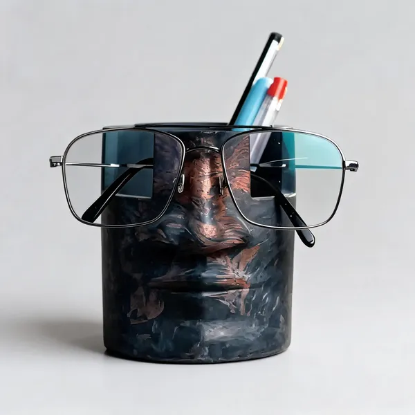 Correa_Studio_Dark_Grey_Jesmonite_Sculptural_Face_Pen_Stand