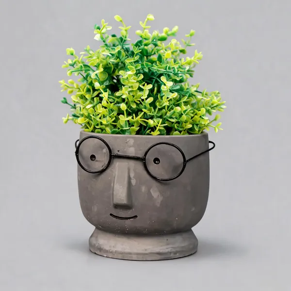 Acrylic_Polymer_Sculpted_Face_Dark_Grey_Planter