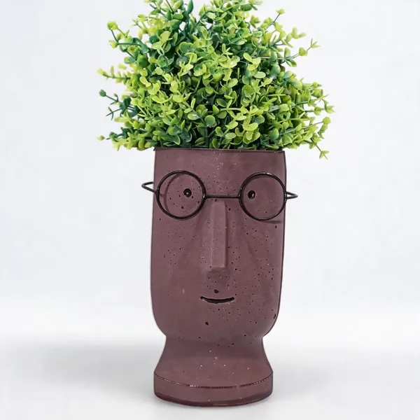 Acrylic_Polymer_Face_Shaped_Decorative_Planter_Burgundy