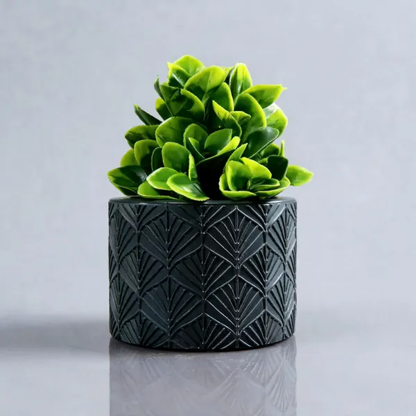 Acrylic_Polymer_Geometric_Textured_Black_Indoor_Planter