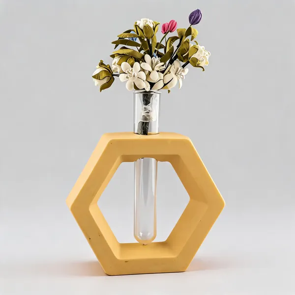 Acrylic_Polymer_Geometric_Hexagonal_Yellow_Planter