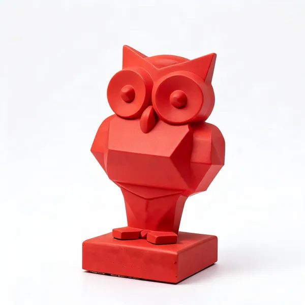 Acrylic_Polymer_Modern_Owl_Red_Sculpture