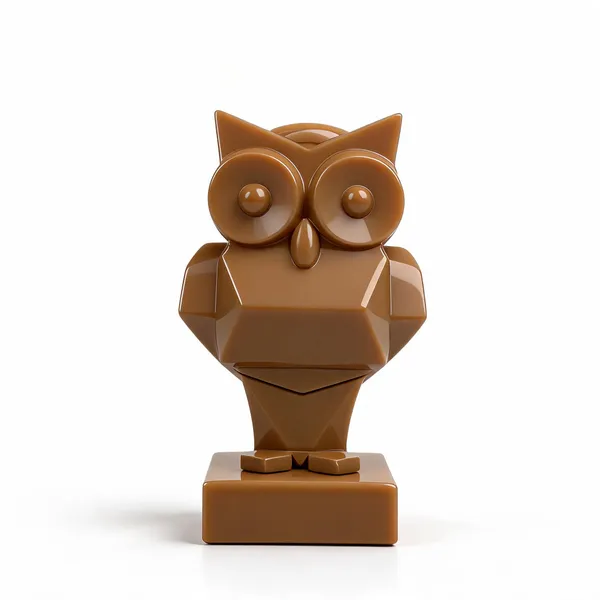 Acrylic_Polymer_Modern_Owl_Brown_Sculpture