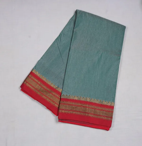 Teal_Red_Masrise_Cotton_Traditional_Saree_For_Women