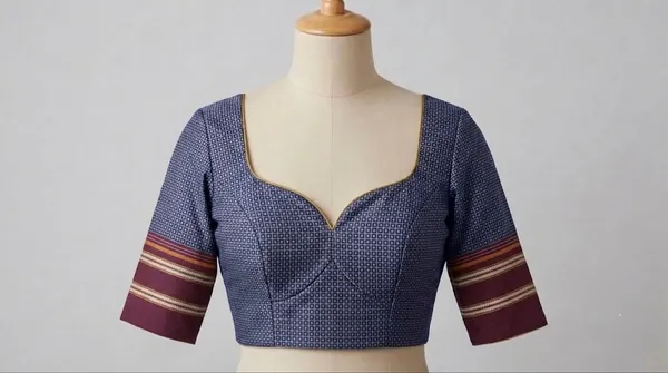 Blue_Cotton_Geometric_Fitted_Blouse_For_Women