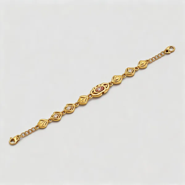 Gold_Alloy_Floral_Leaf_Link_Bracelet_For_Women
