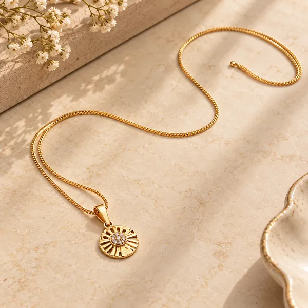 Gold_Alloy_Sunburst_Pendant_Necklace_For_Women