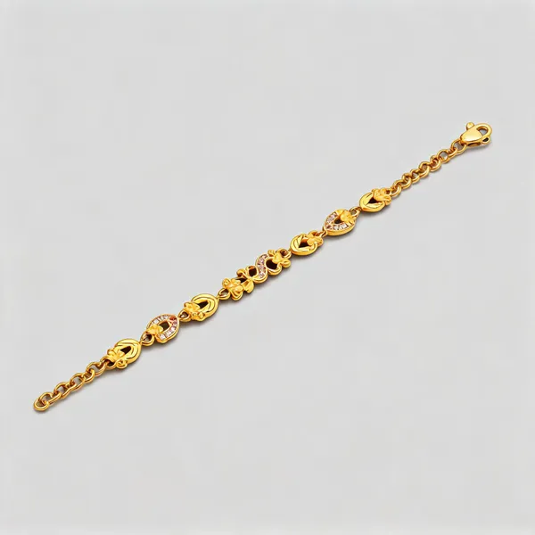 Gold_Metal_Floral_Leaf_Decorative_Bracelet_For_Women