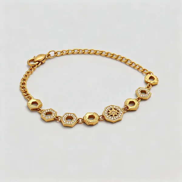 Gold_Alloy_Hexagonal_Geometric_Bracelet_For_Women