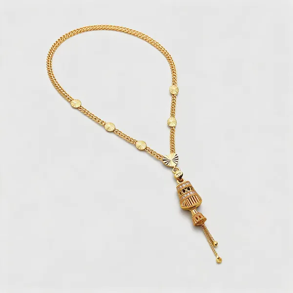Gold_Alloy_Sunburst_Cylindrical_Pendant_Necklace_For_Women