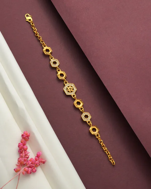 Gold_Alloy_Hexagonal_Geometric_Bracelet_For_Women