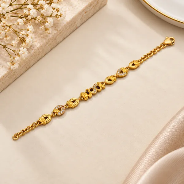 Gold_Metal_Floral_Leaf_Decorative_Bracelet_For_Women