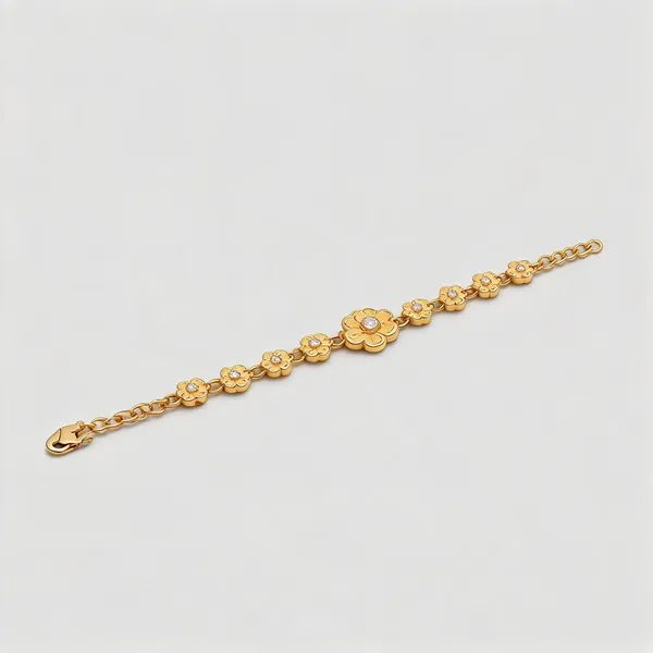 Gold_Alloy_Floral_Link_Bracelet_For_Women