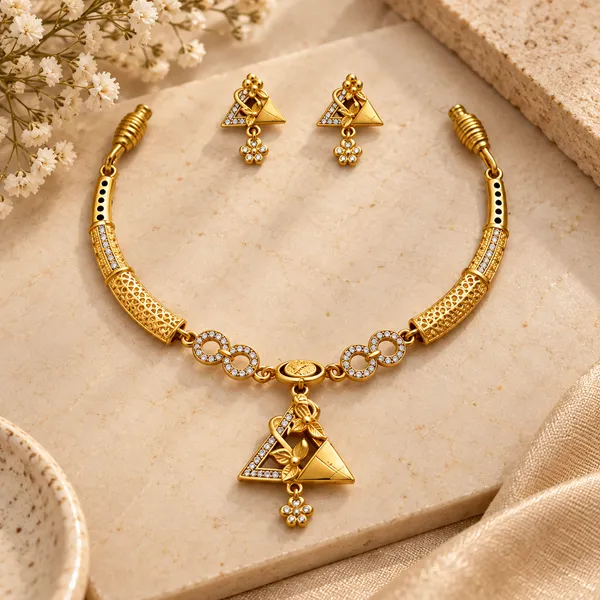 Gold_Metal_Traditional_Necklace_Set_For_Women