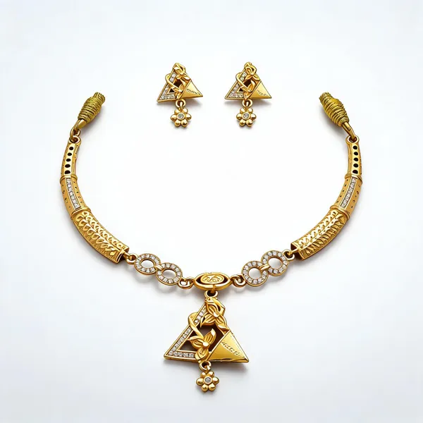Gold_Metal_Traditional_Necklace_Set_For_Women