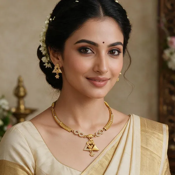 Gold_Metal_Traditional_Necklace_Set_For_Women